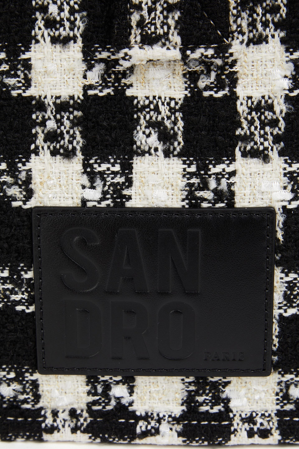 Sandro Houndstooth Tweed Tote In Black