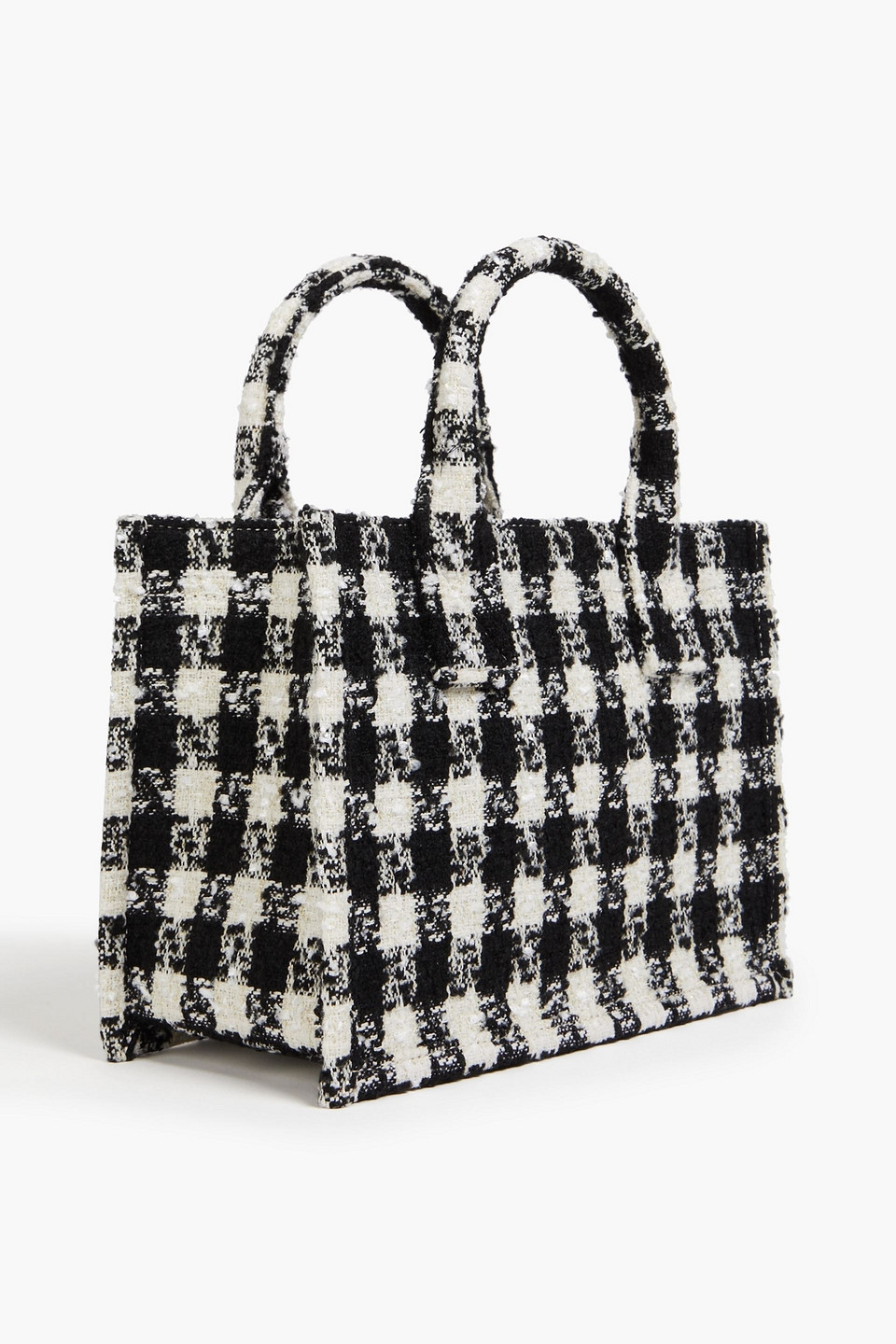 Sandro Houndstooth Tweed Tote In Black
