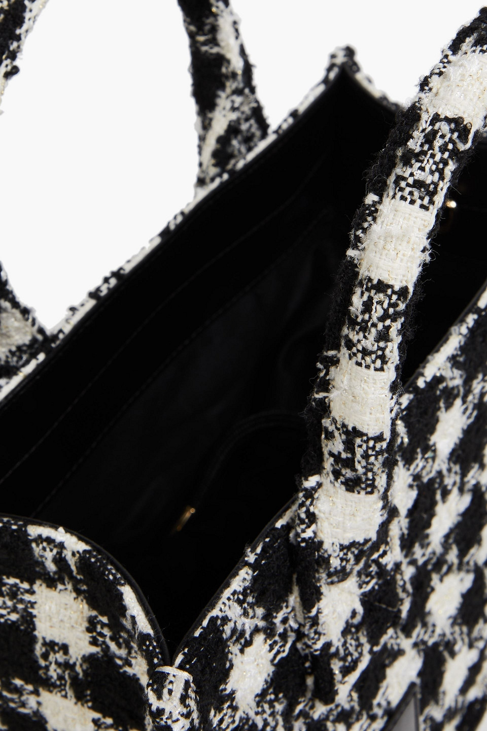 Sandro Houndstooth Tweed Tote In Black