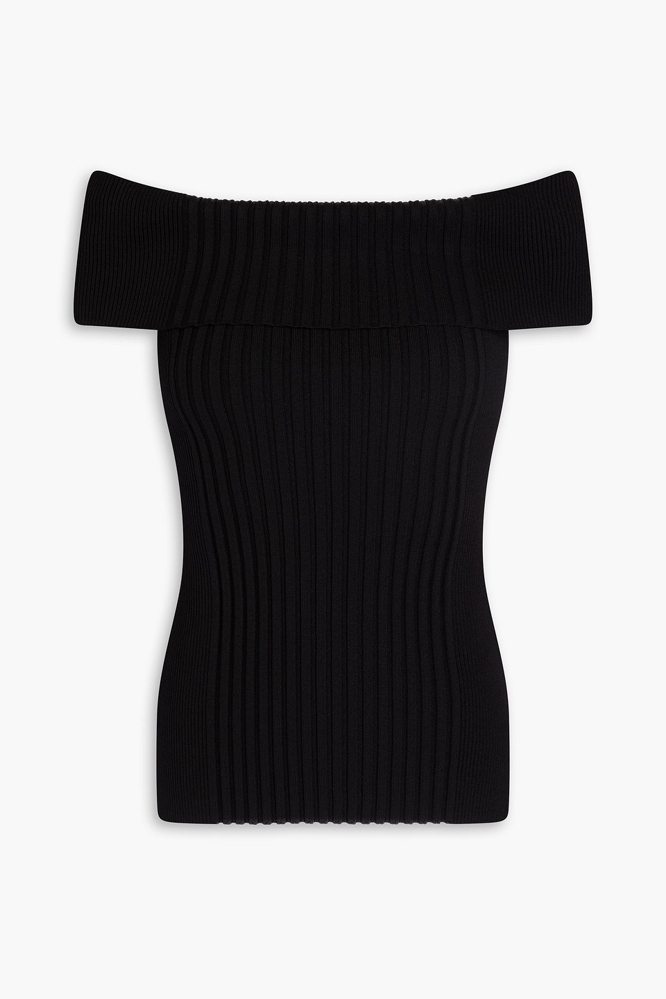 Off-the-shoulder ribbed-knit top