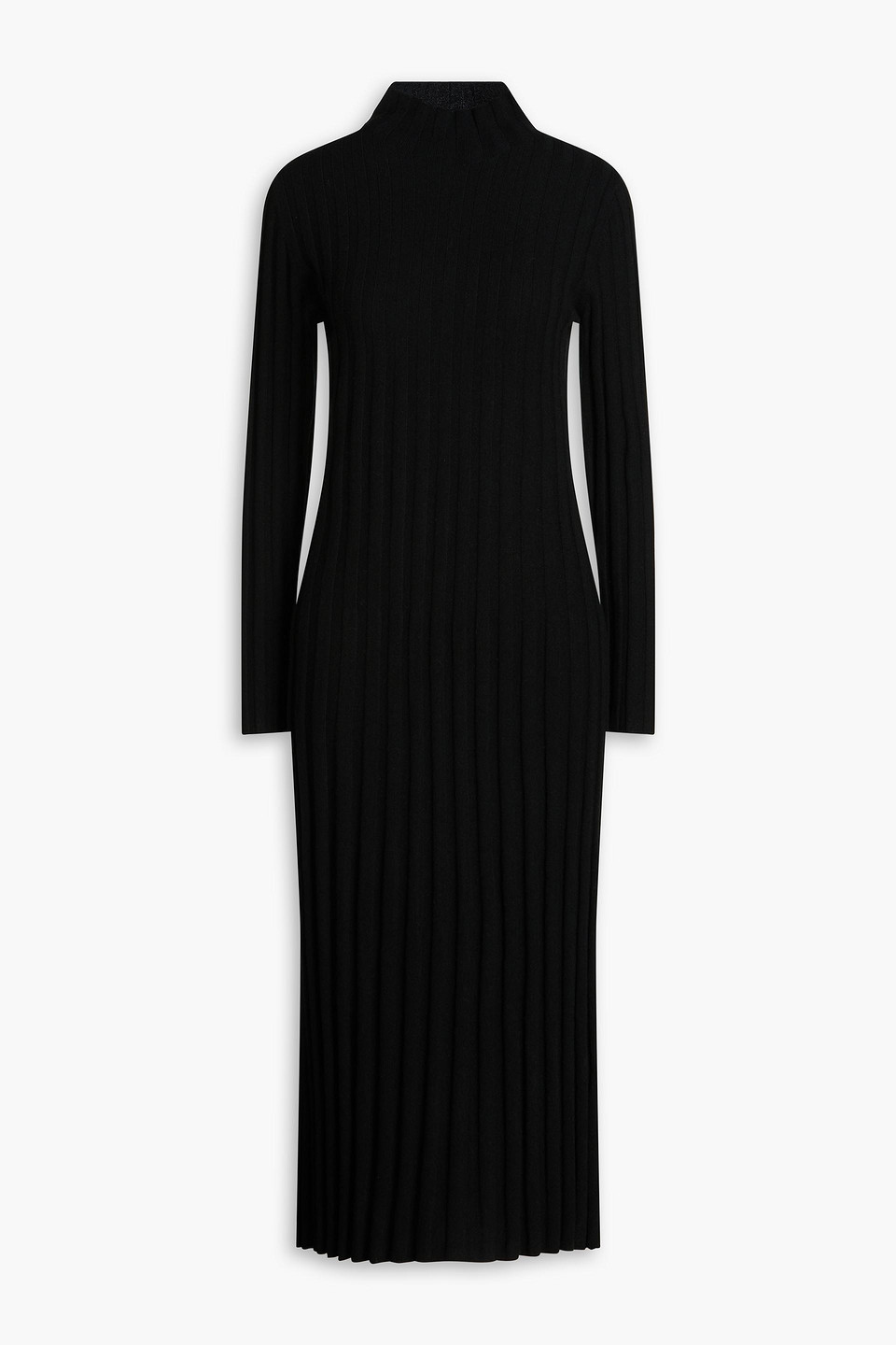 Ribbed cashmere turtleneck midi dress