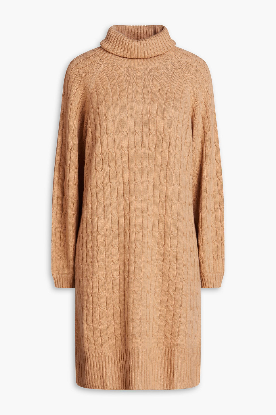 Cable-knit cashmere turtleneck dress