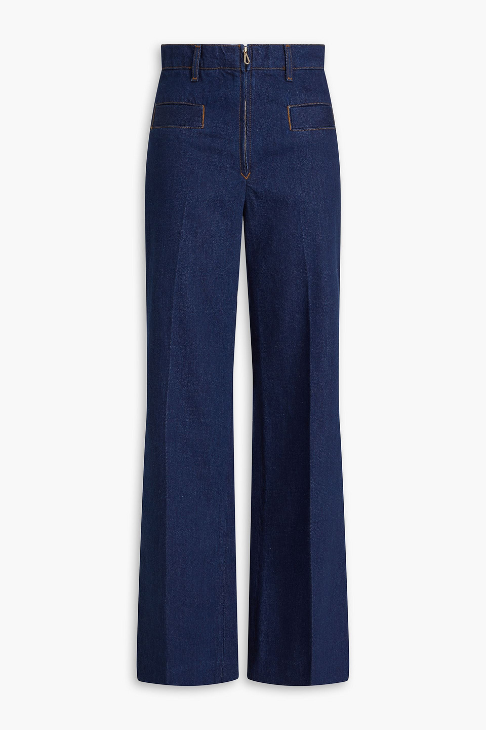Sandro High-rise Flared Jeans In Mid Denim