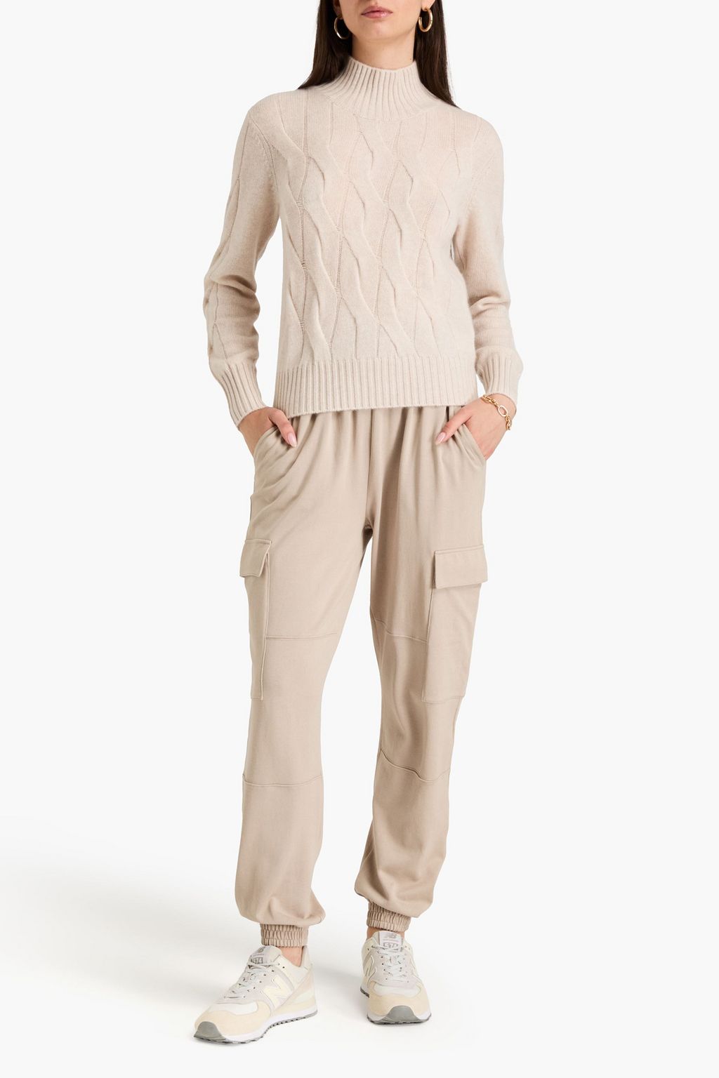 N.PEAL Cable-knit cashmere turtleneck sweater