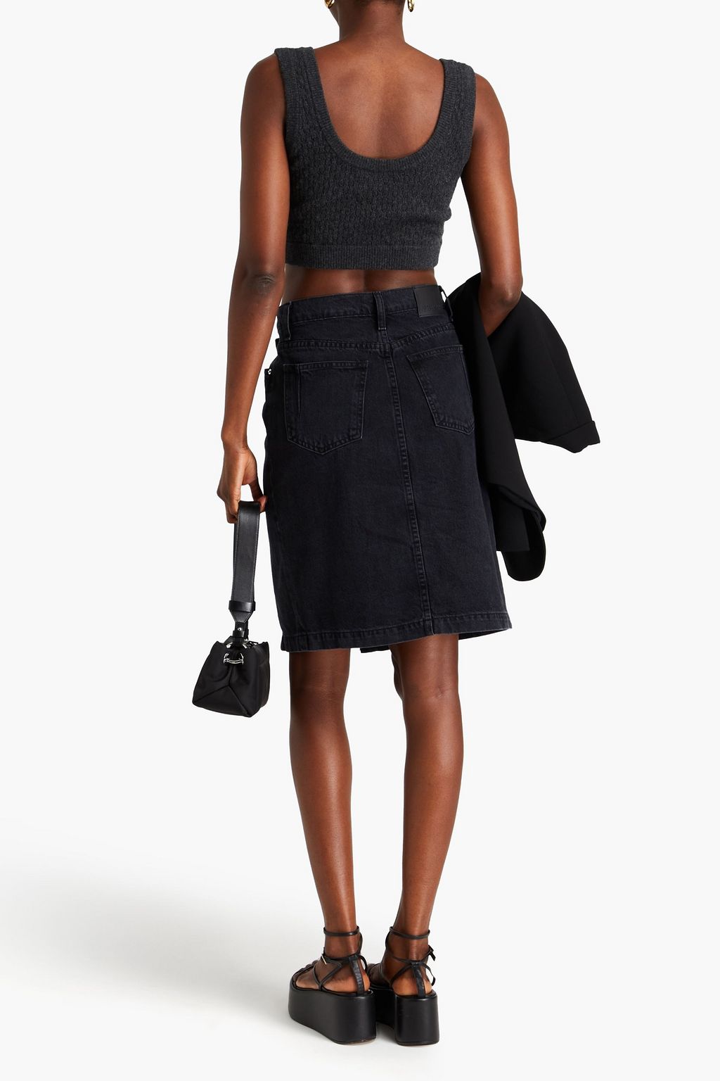 DEREK LAM 10 CROSBY تنورة من الدنيم بأسلوب ملتف