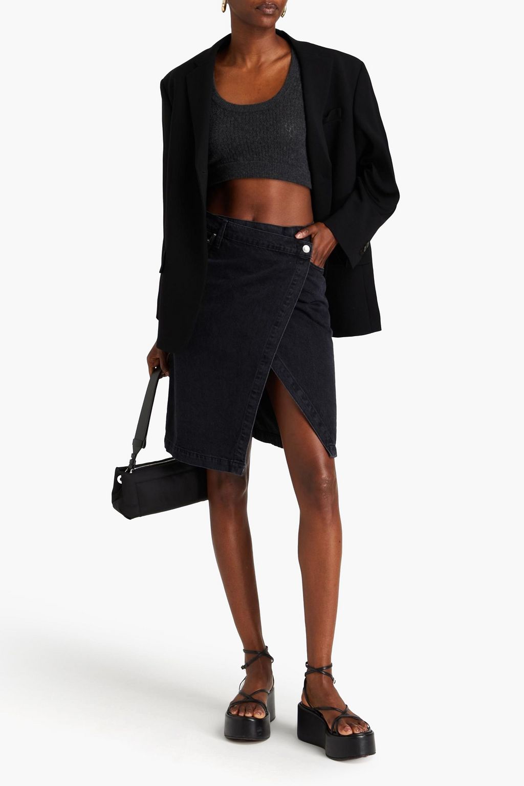 DEREK LAM 10 CROSBY تنورة من الدنيم بأسلوب ملتف