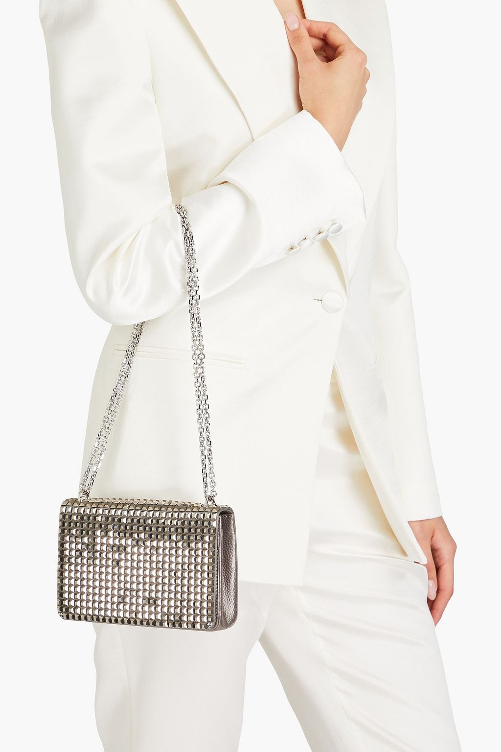 JUDITH LEIBER COUTURE Cricket crystal-embellished pebbled-leather clutch
