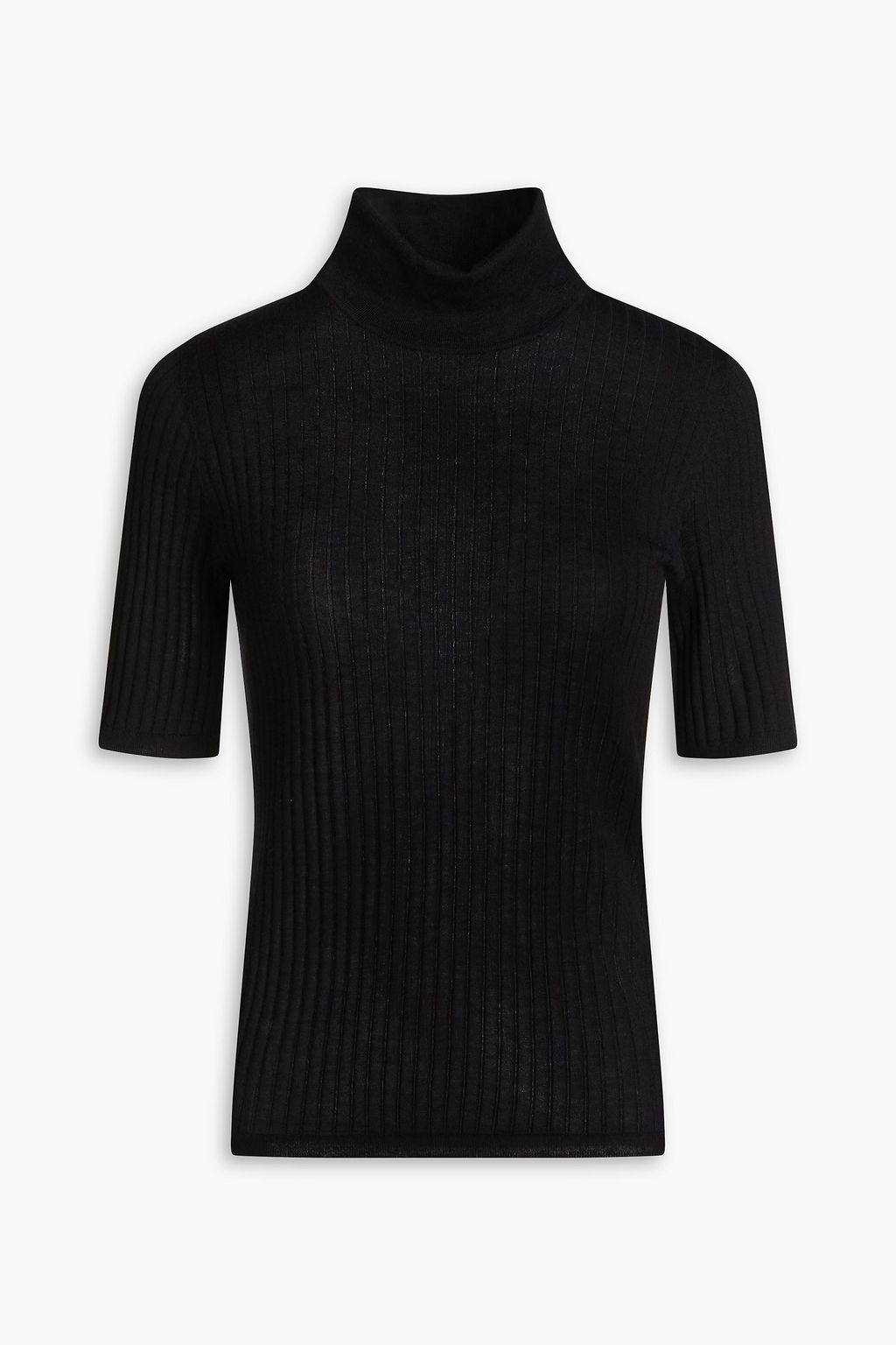Ribbed cashmere turtleneck sweater black XS