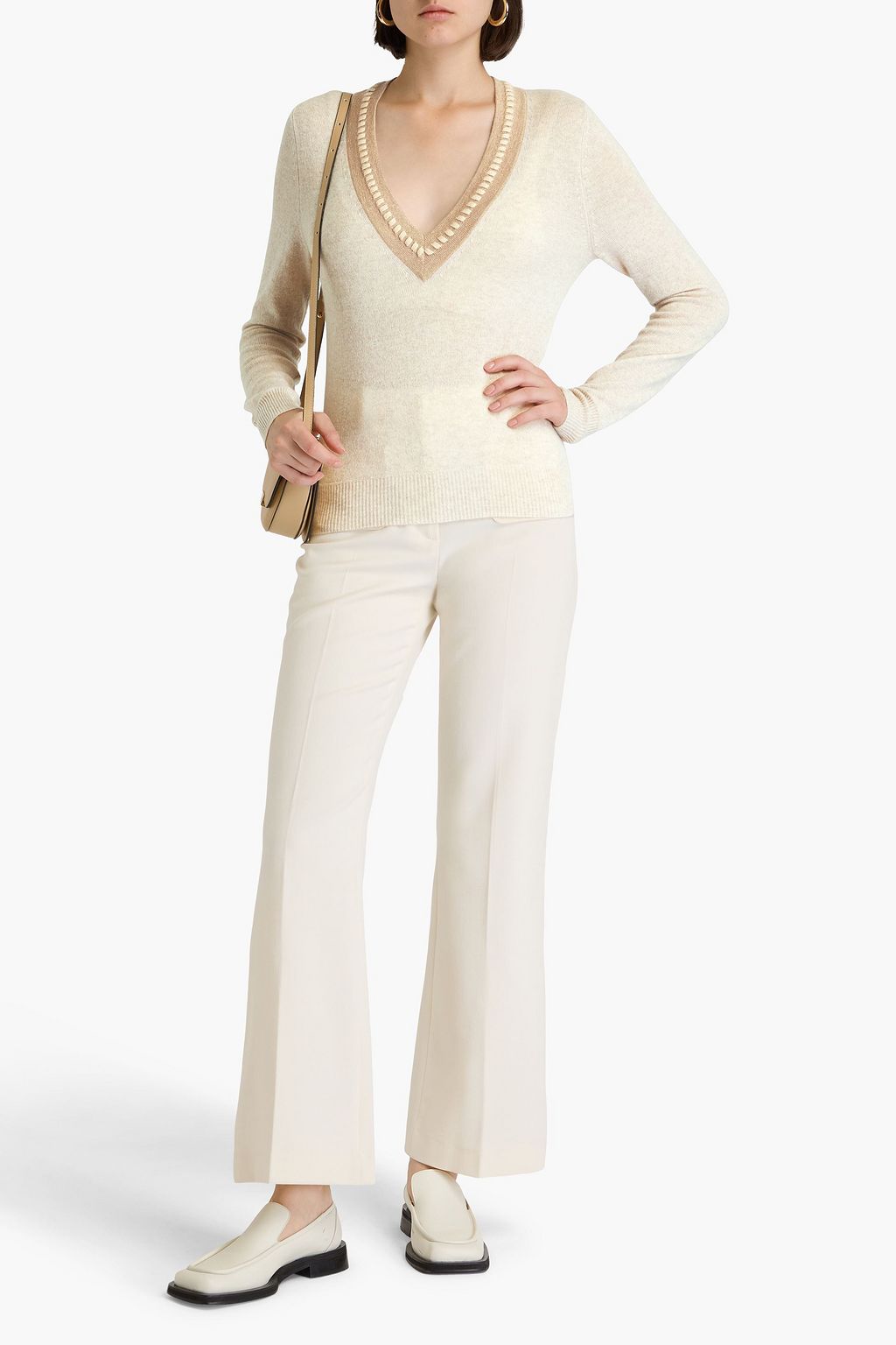 AUTUMN CASHMERE كنزة رياضية من الكشمير بتصميم مطرّز