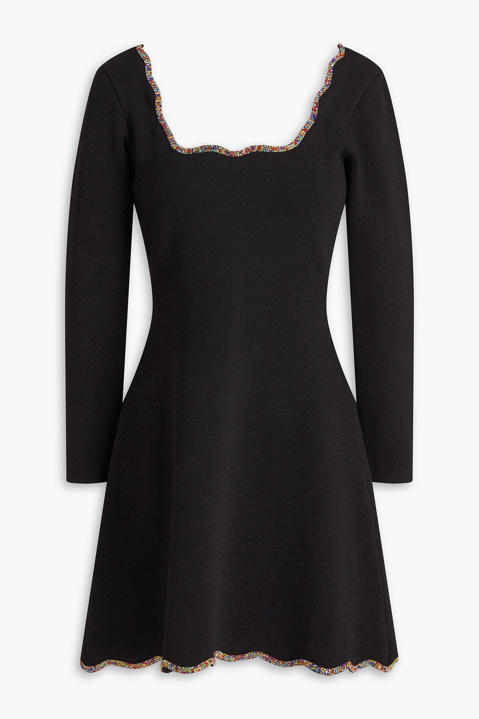 Sandro Crystal-embellished Stretch-knit Mini Dress In Black