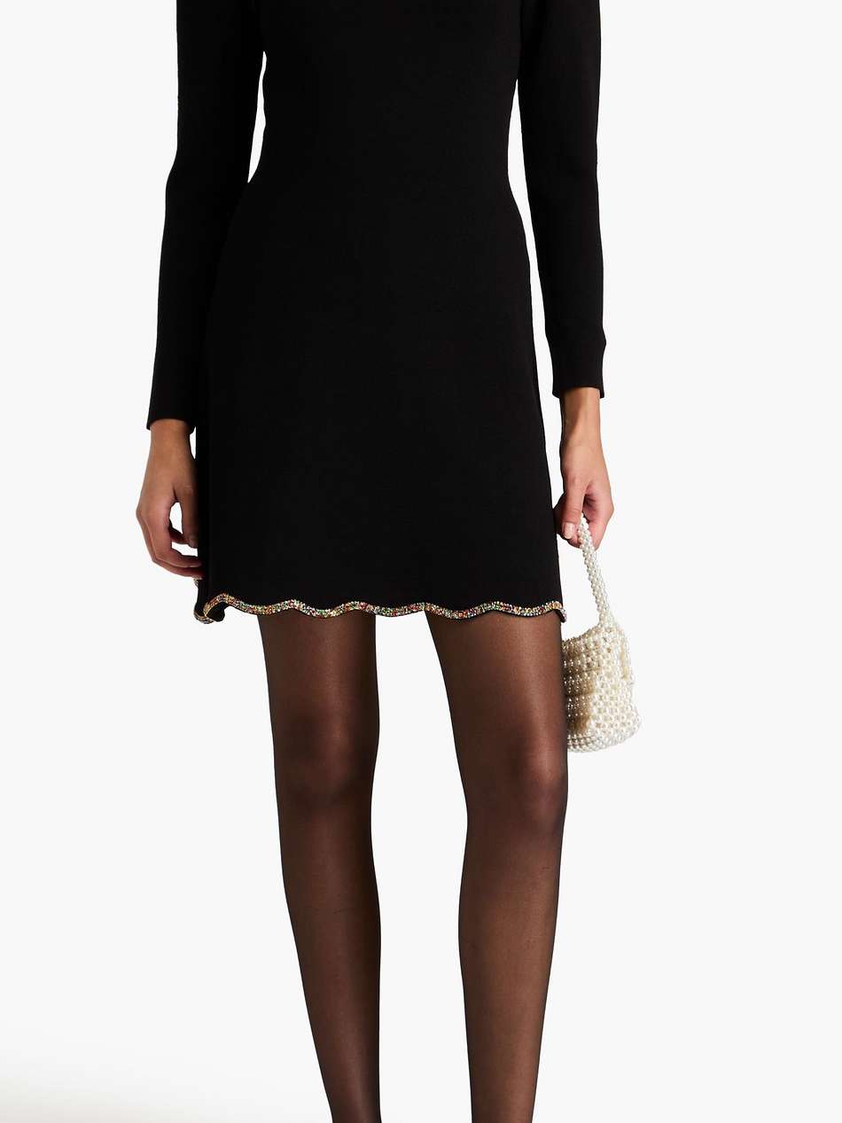 crystal-embellished stretch-knit mini dress