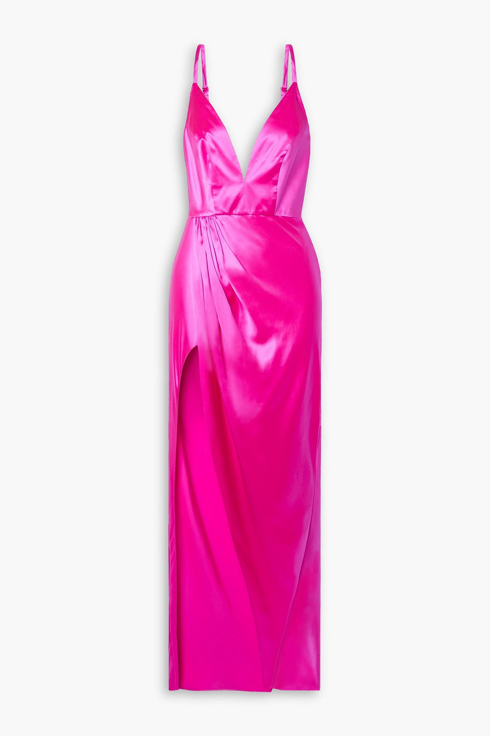 Fleur Du Mal Draped Silk-charmeuse Slip Dress In Fuchsiafarben