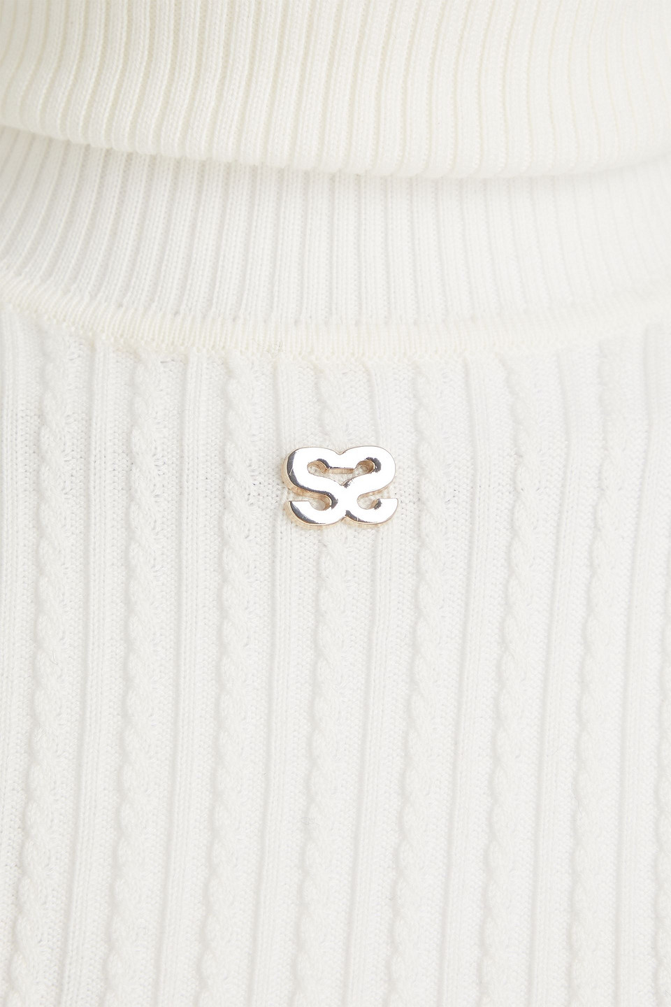 Sandro Cable-knit Lyocell-blend Turtleneck Sweater In Naturfarben