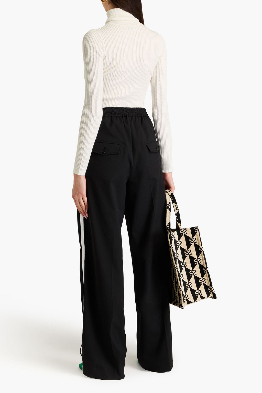 SANDRO Cable-knit Lyocell-blend turtleneck sweater