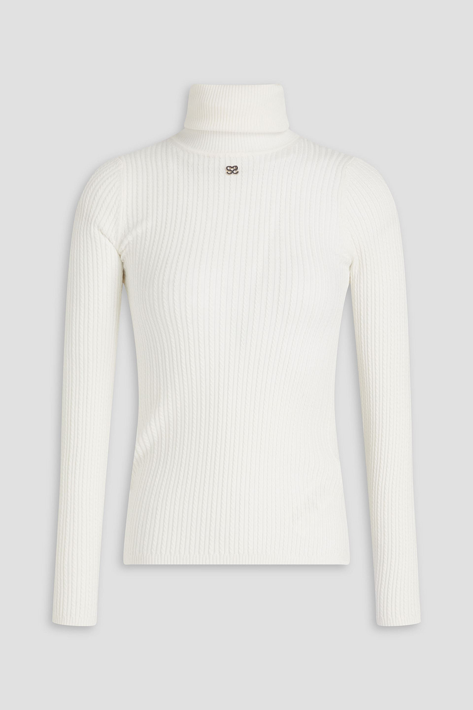 Sandro Cable-knit Lyocell-blend Turtleneck Sweater In Naturfarben