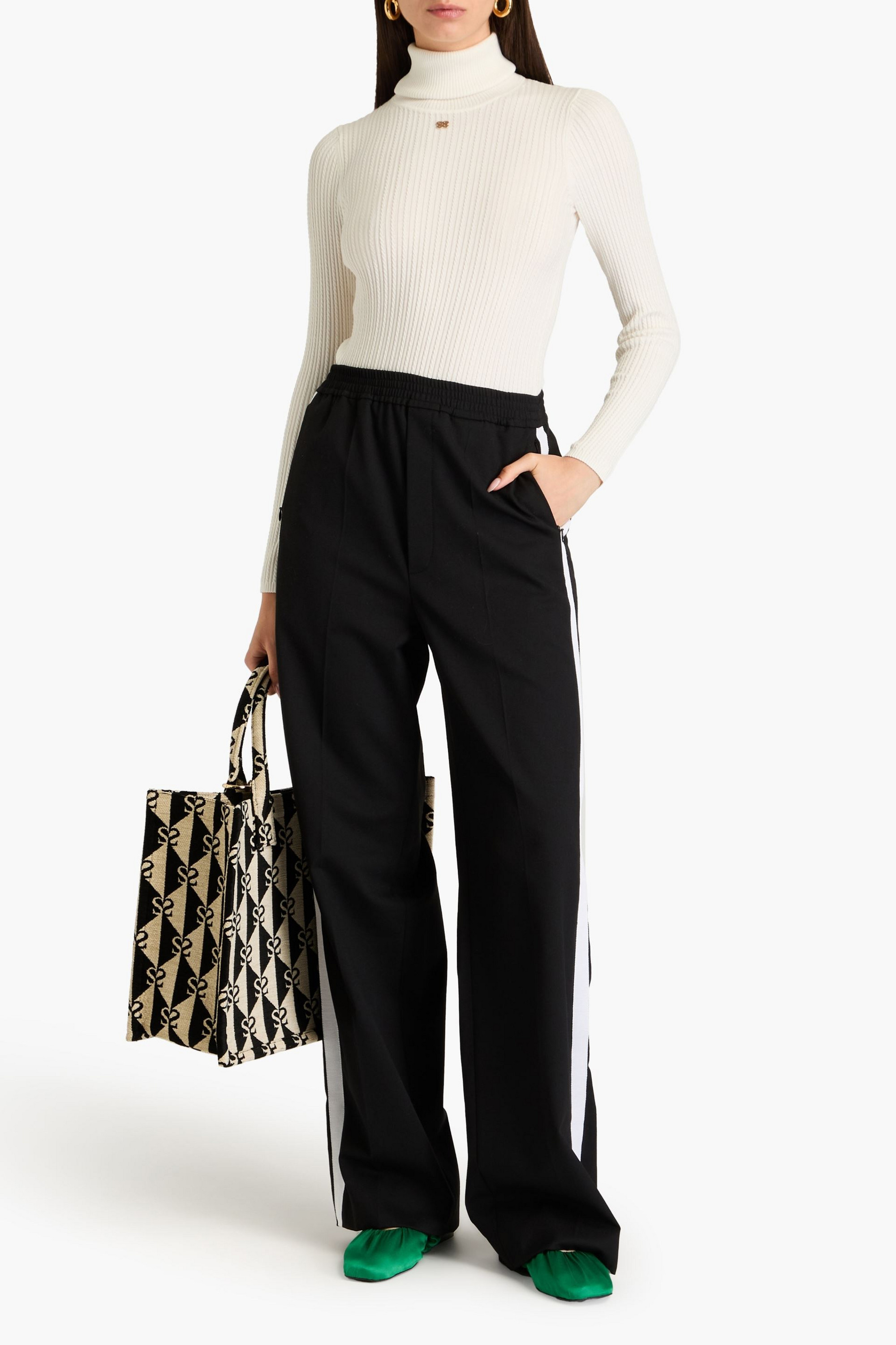 SANDRO Cable-knit Lyocell-blend turtleneck sweater