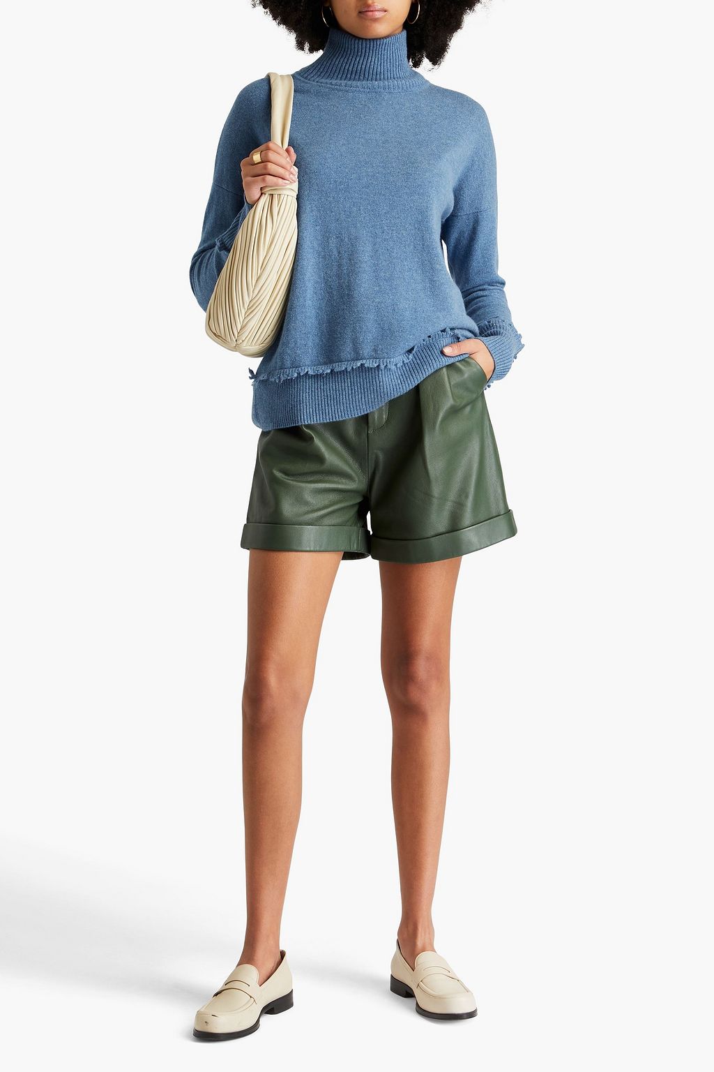 AUTUMN CASHMERE كنزة رياضية بياقة عالية من الكشمير بنمط ميلانج