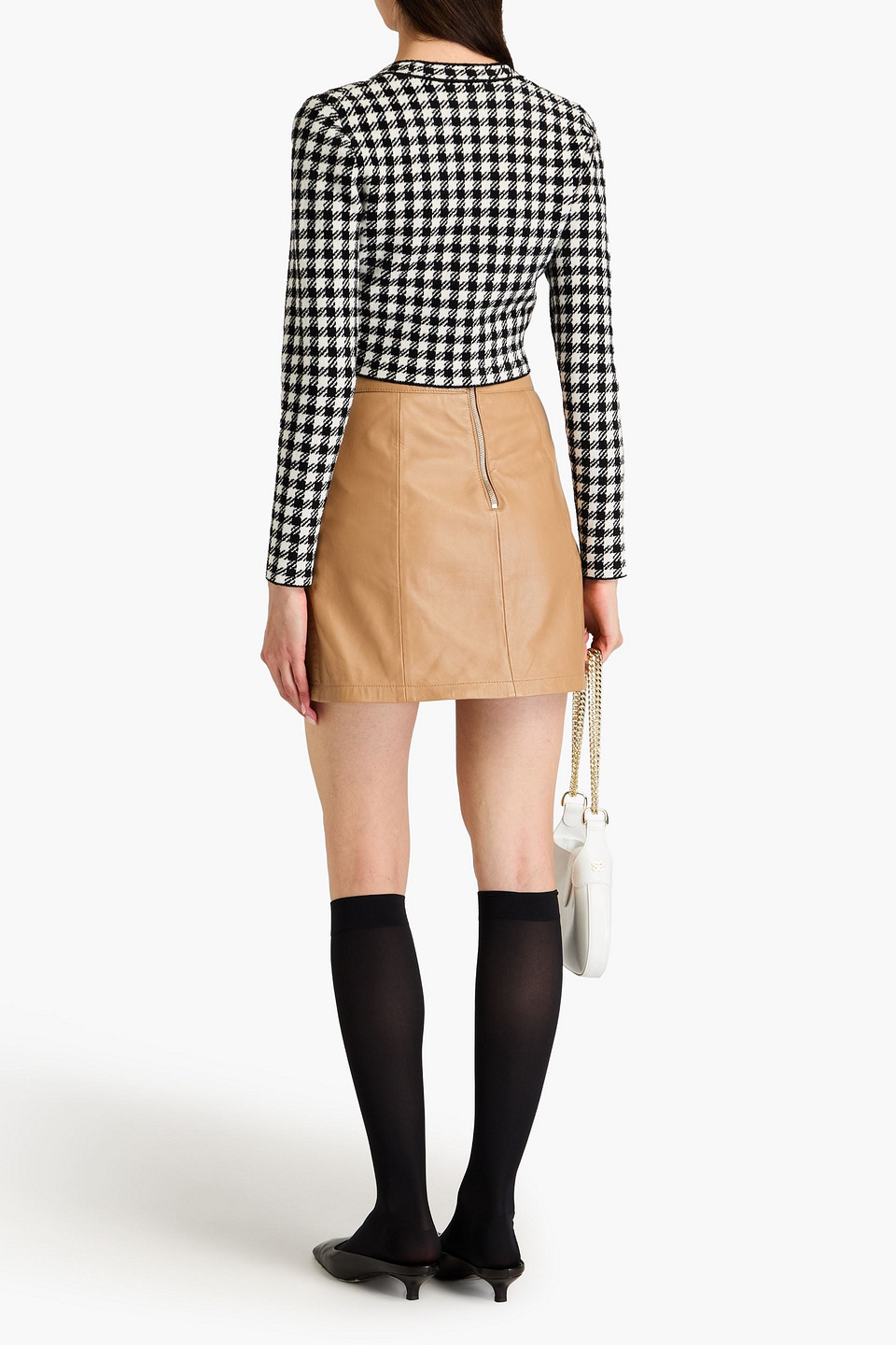  Sandro - Cropped Gingham Jacquard-knit Cardigan - Black - 2 