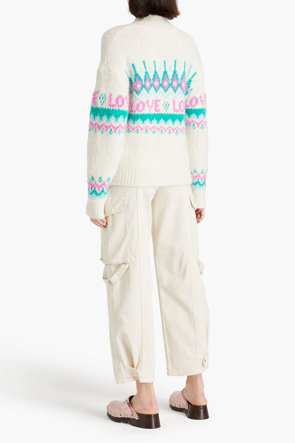 Sandro Intarsia-knit Alpaca-blend Turtleneck Sweater In Naturfarben