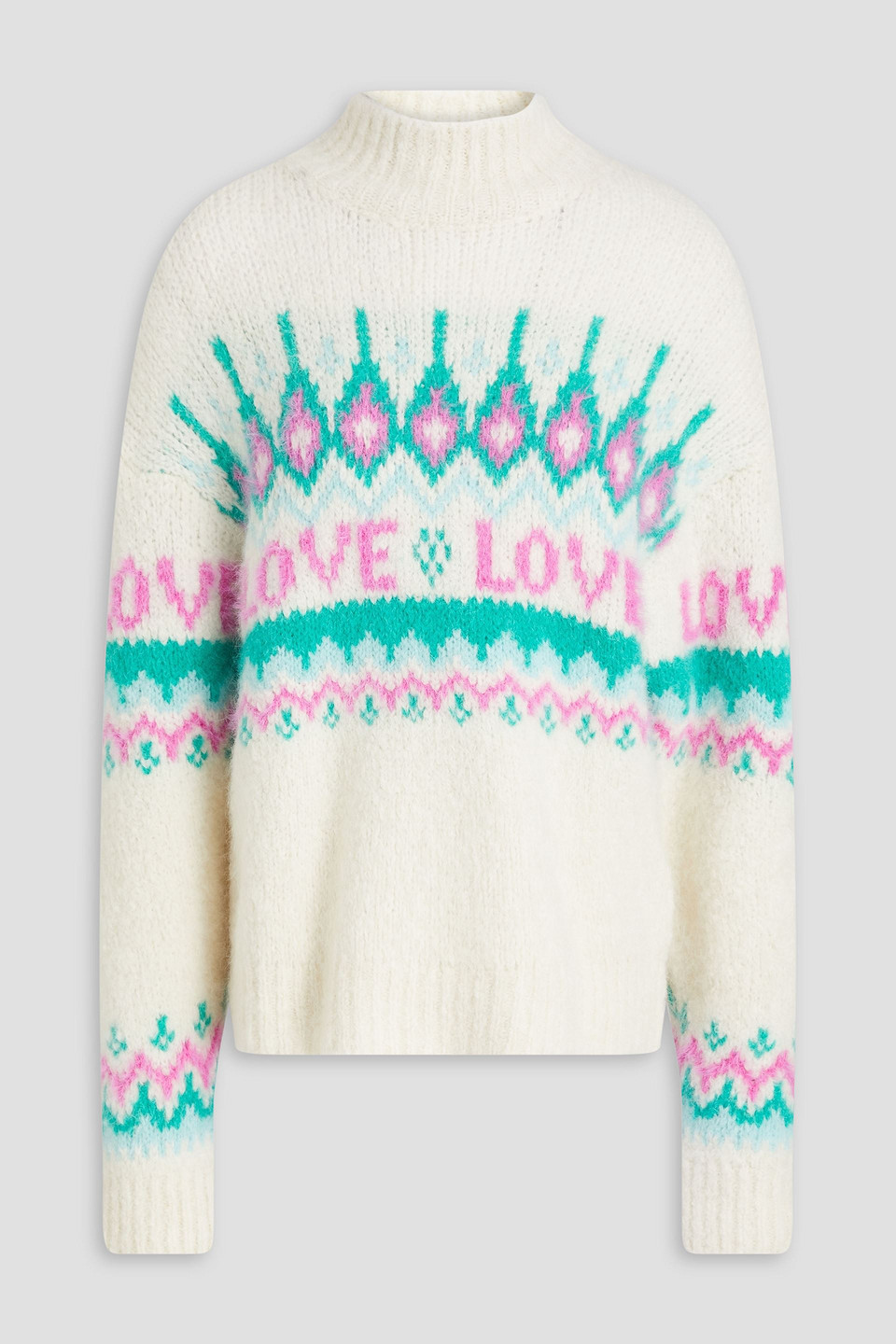 Sandro Intarsia-knit Alpaca-blend Turtleneck Sweater In Naturfarben