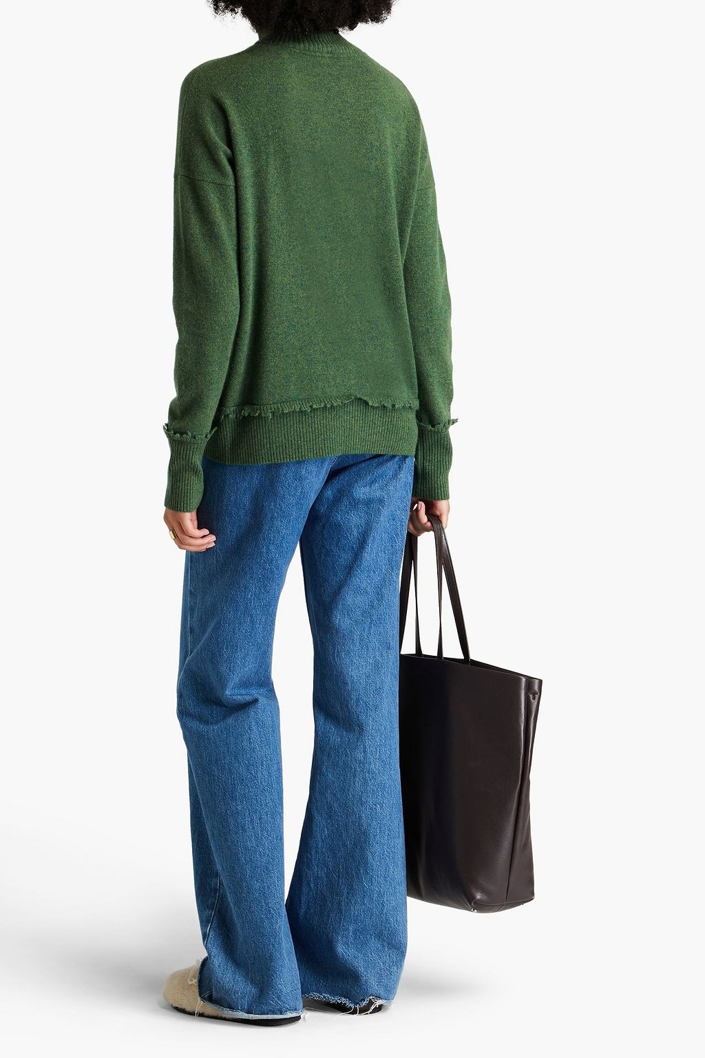 AUTUMN CASHMERE كنزة رياضية بياقة عالية من الكشمير بنمط ميلانج