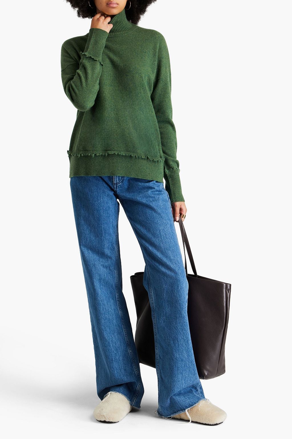 AUTUMN CASHMERE كنزة رياضية بياقة عالية من الكشمير بنمط ميلانج