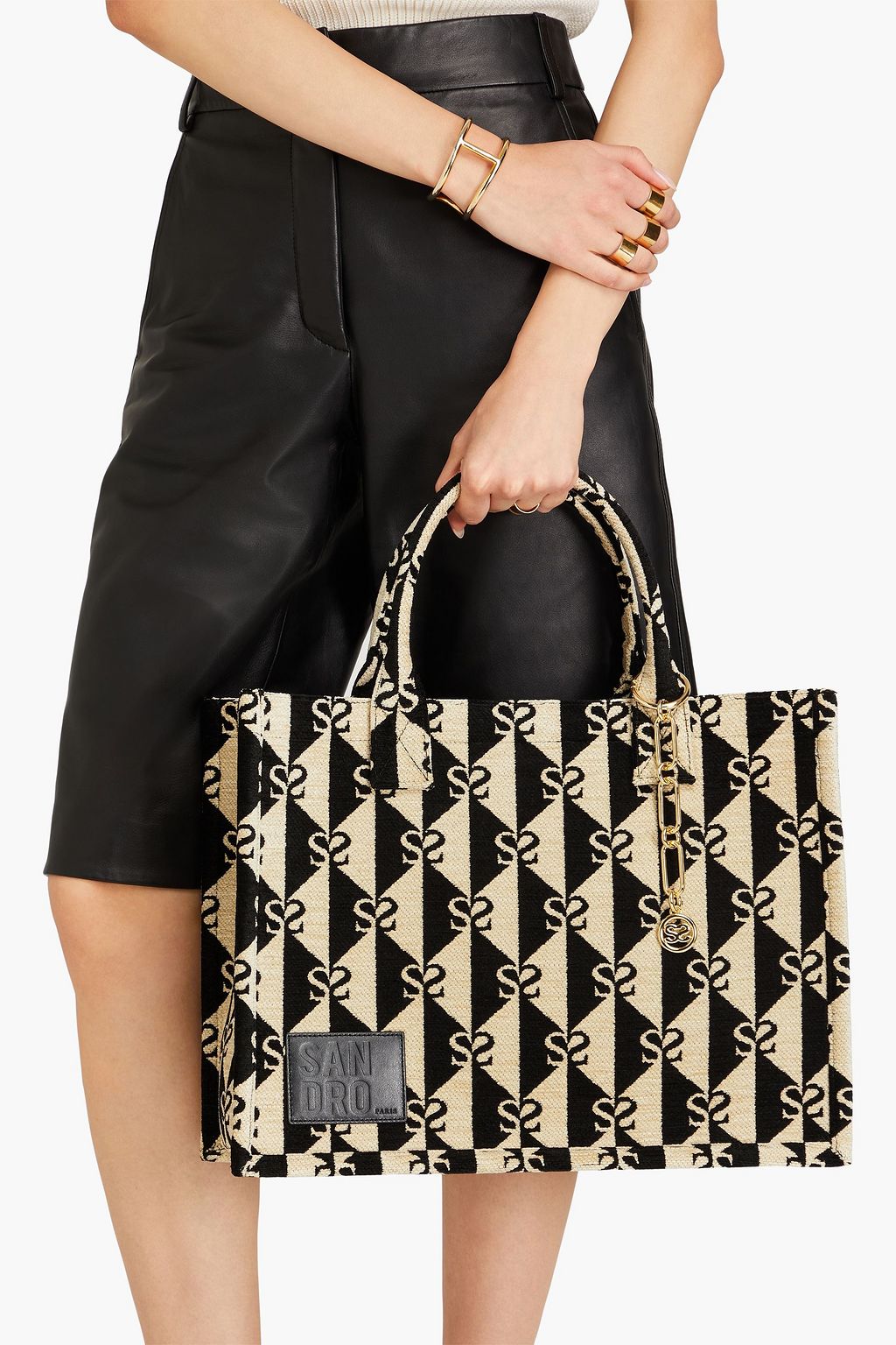 SANDRO Logo-print chenille tote