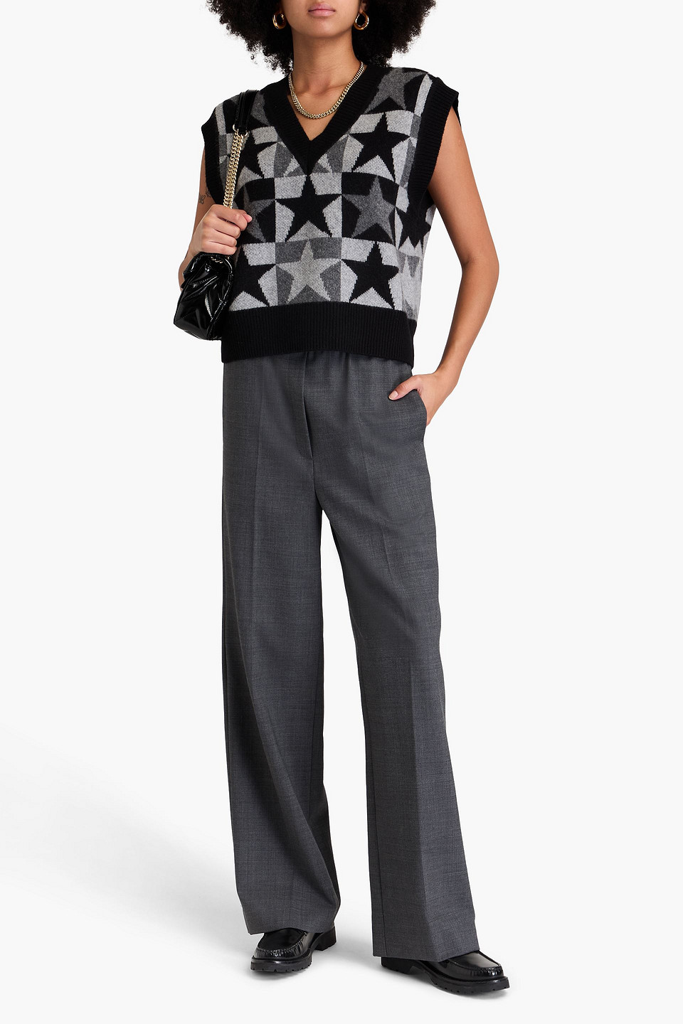  Sandro - Jacquard-knit Wool Vest - Gray - 3 