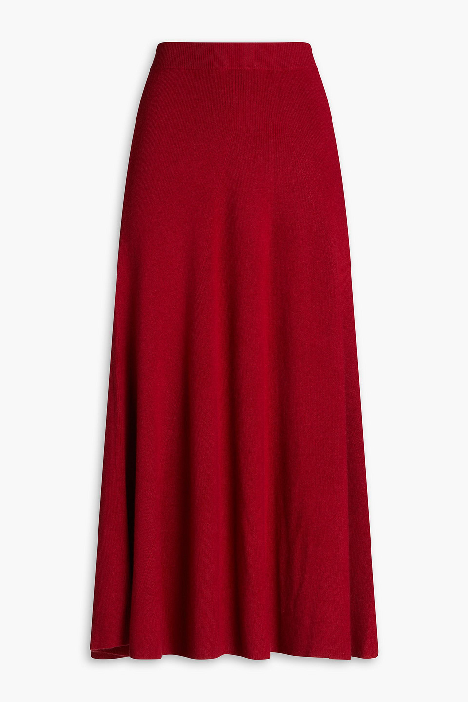 Ribbed cashmere midi skirt