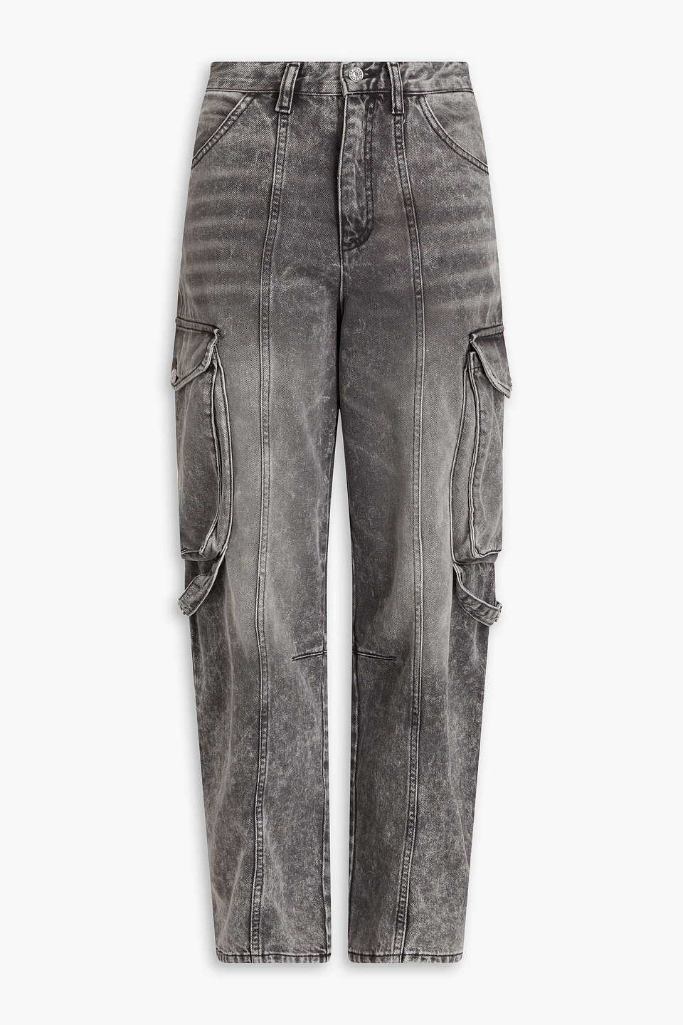 Sandro Faded High-rise Tapered Jeans In Grey