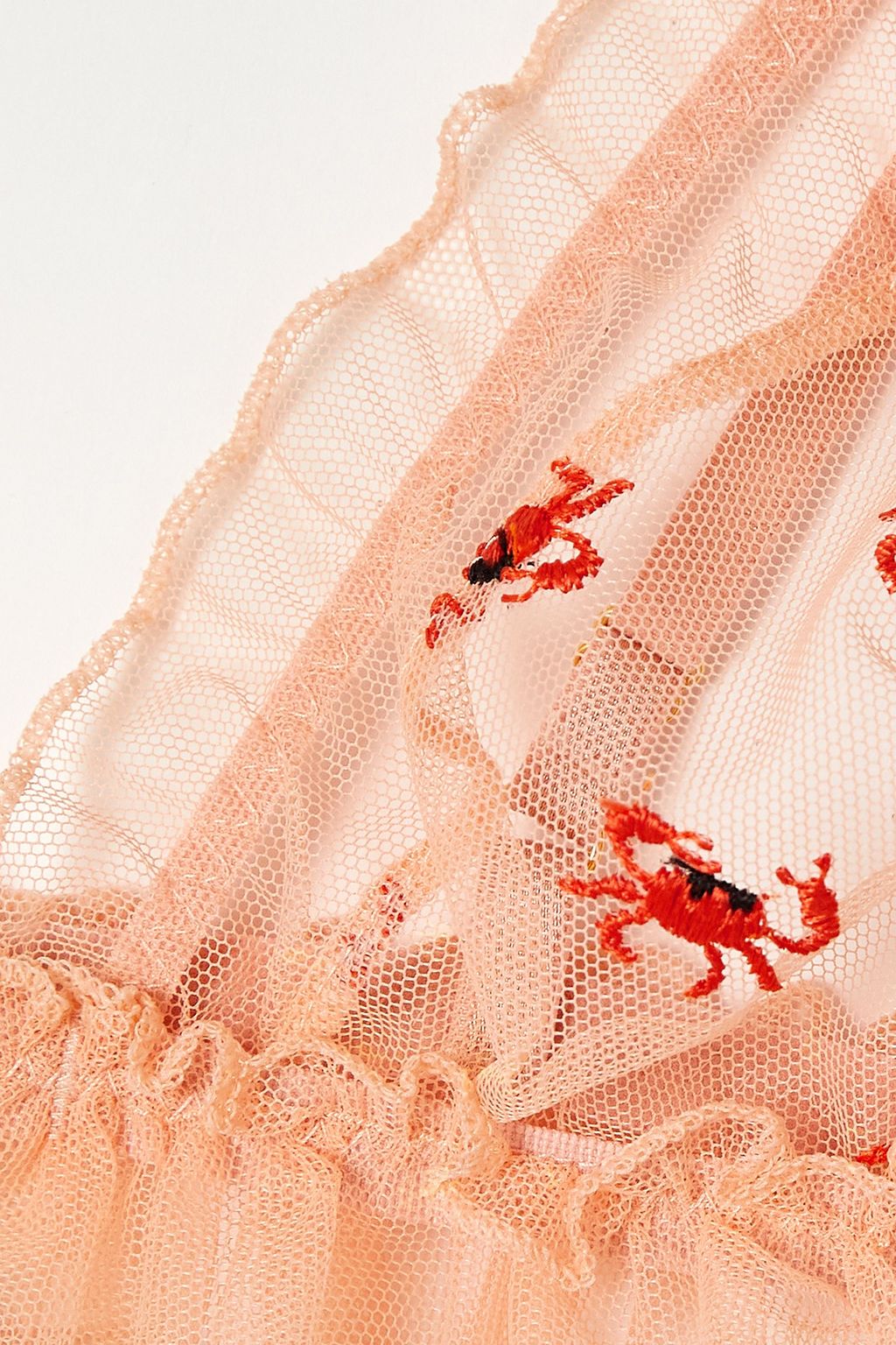 LE PETIT TROU حمالة صدر Crabe بقوالب مثلثة ناعمة من التول المعاد تدويره مع تطريز وكشاكش