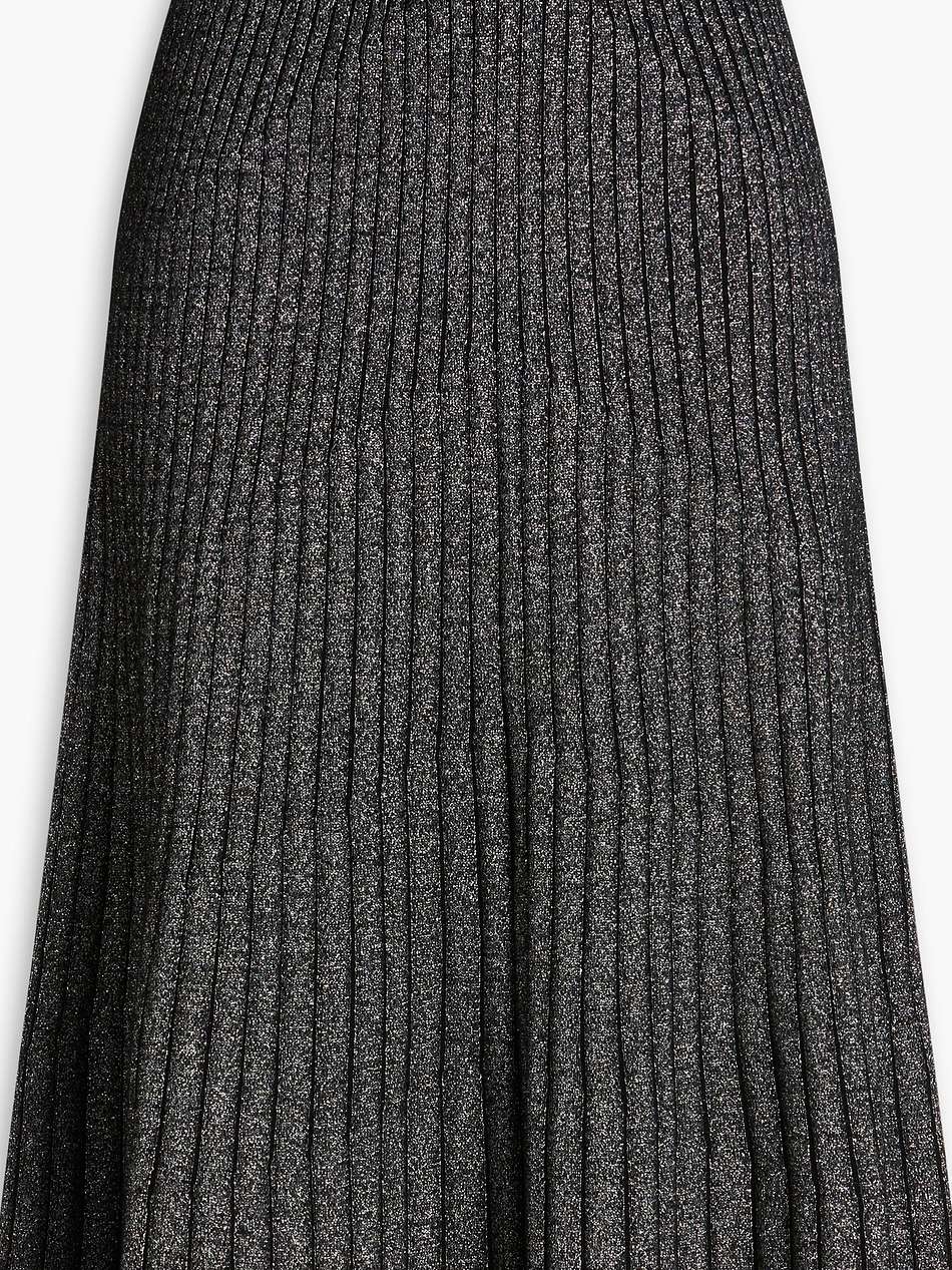 metallic ribbed cashmere-blend midi skirt