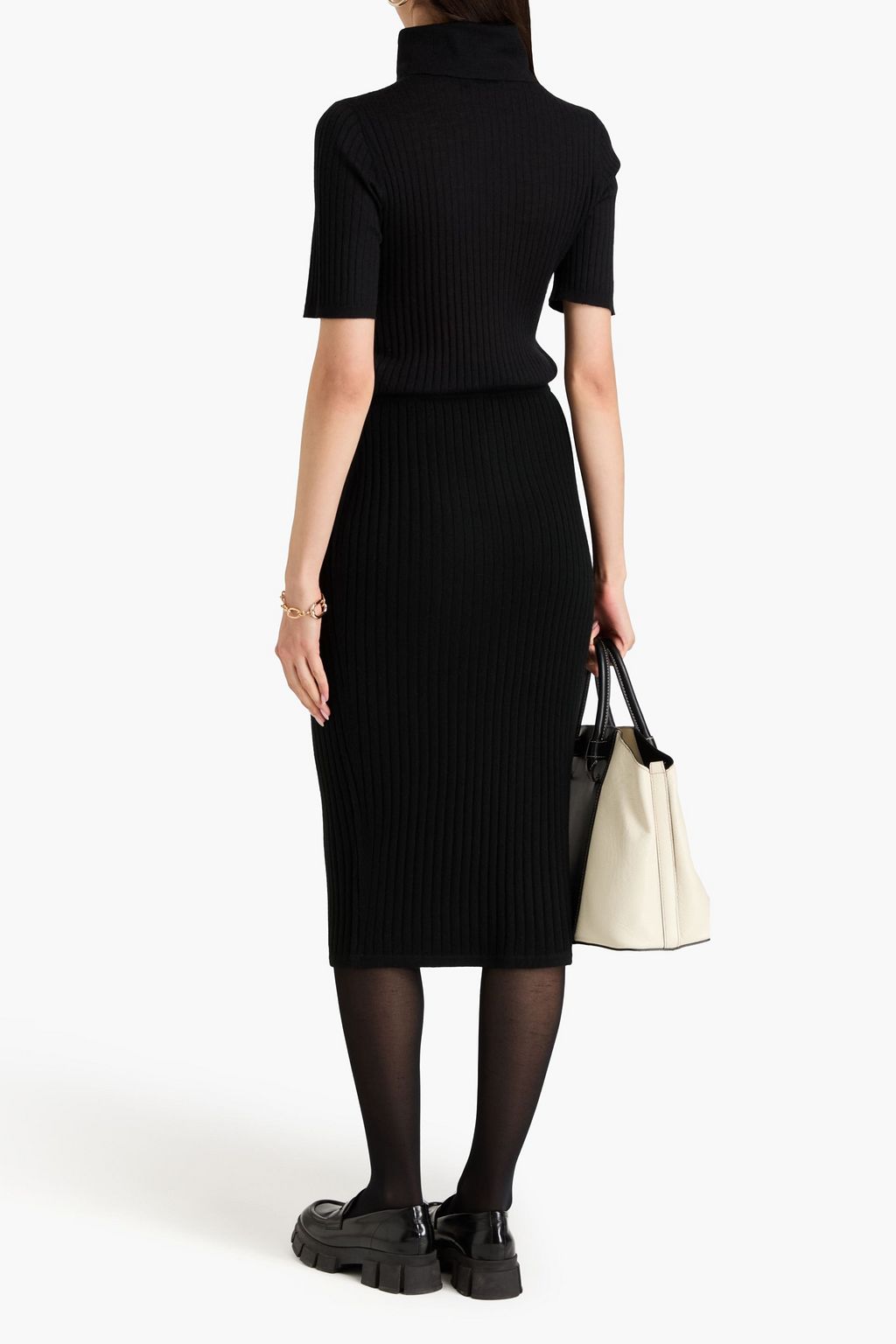 N.PEAL Ribbed cashmere midi skirt