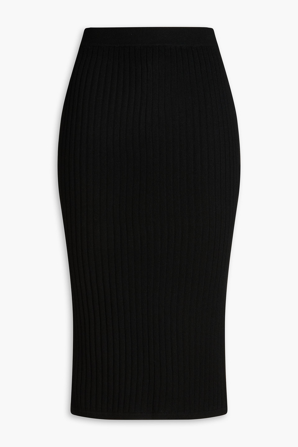 Ribbed cashmere midi skirt