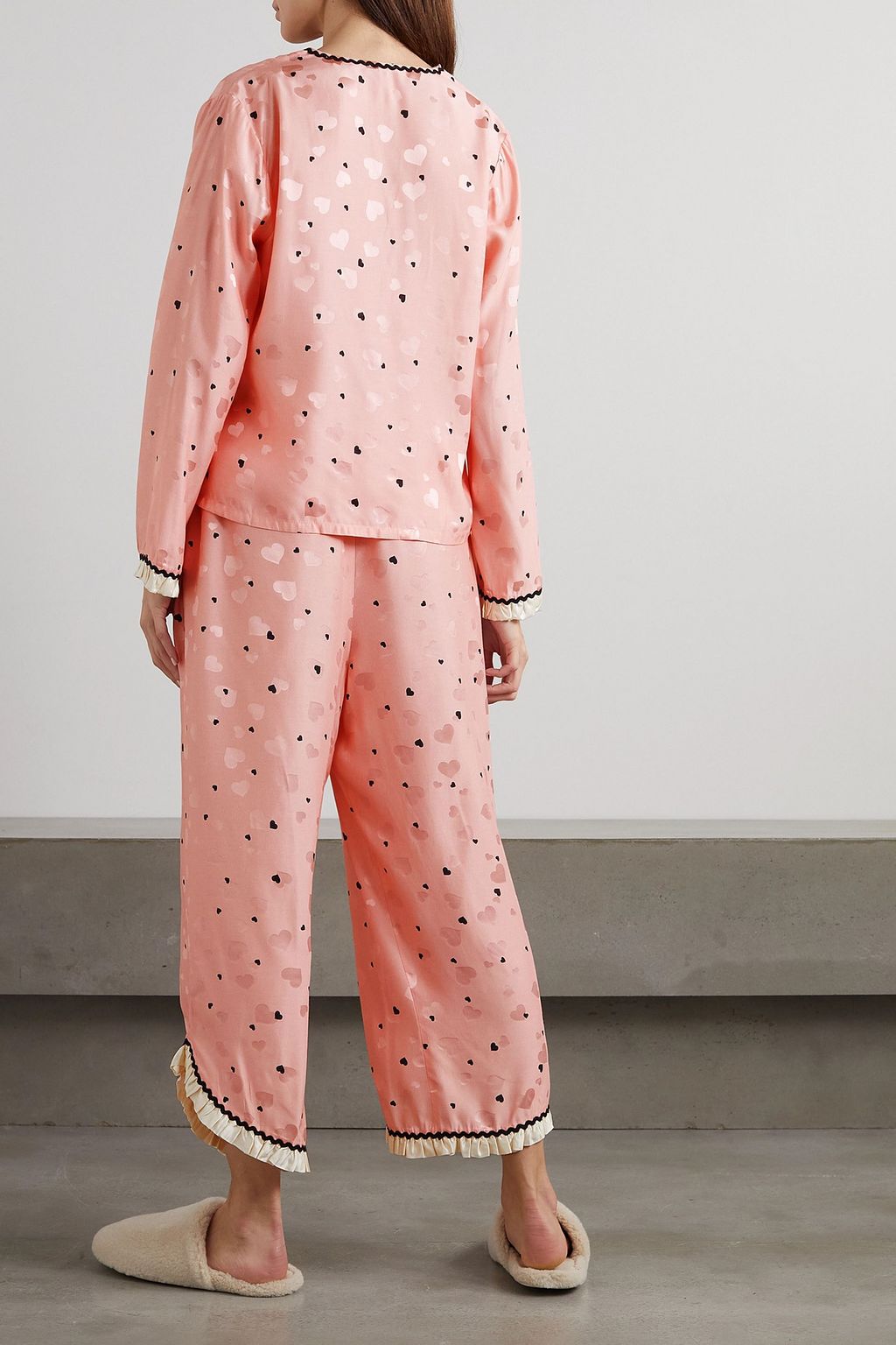 MORGAN LANE Mimi Margo ric rac-trimmed printed charmeuse pajama set