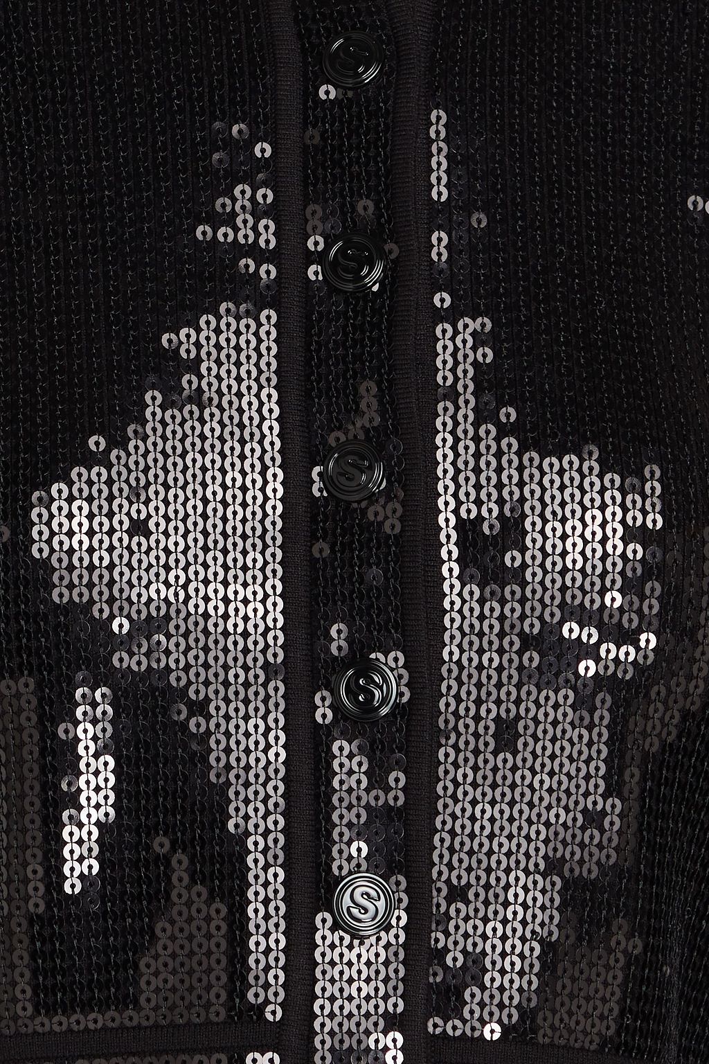 SANDRO Cropped sequined ribbed-knit cardigan