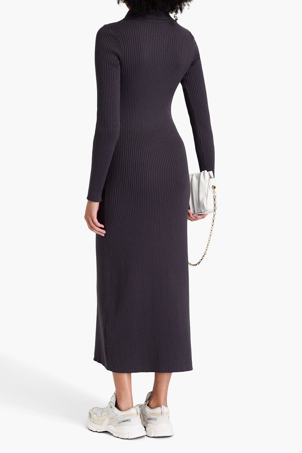 SANDRO Ribbed cotton-blend midi dress
