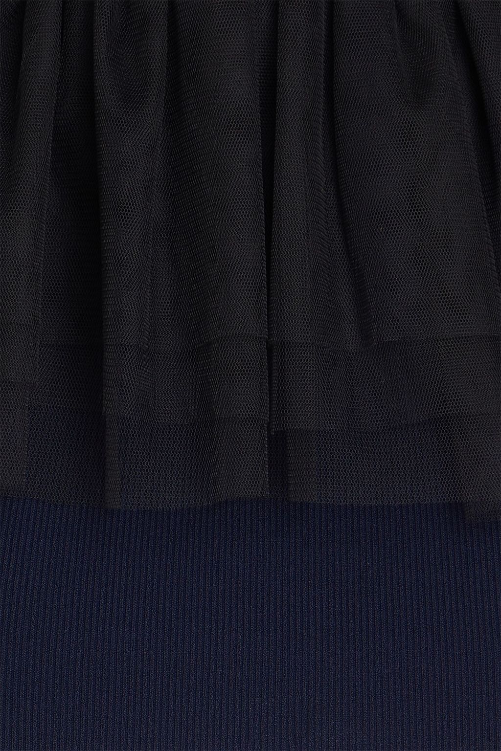 AUTUMN CASHMERE بلوزة بدون حمالات من نسيج محبوك بحواف من التول
