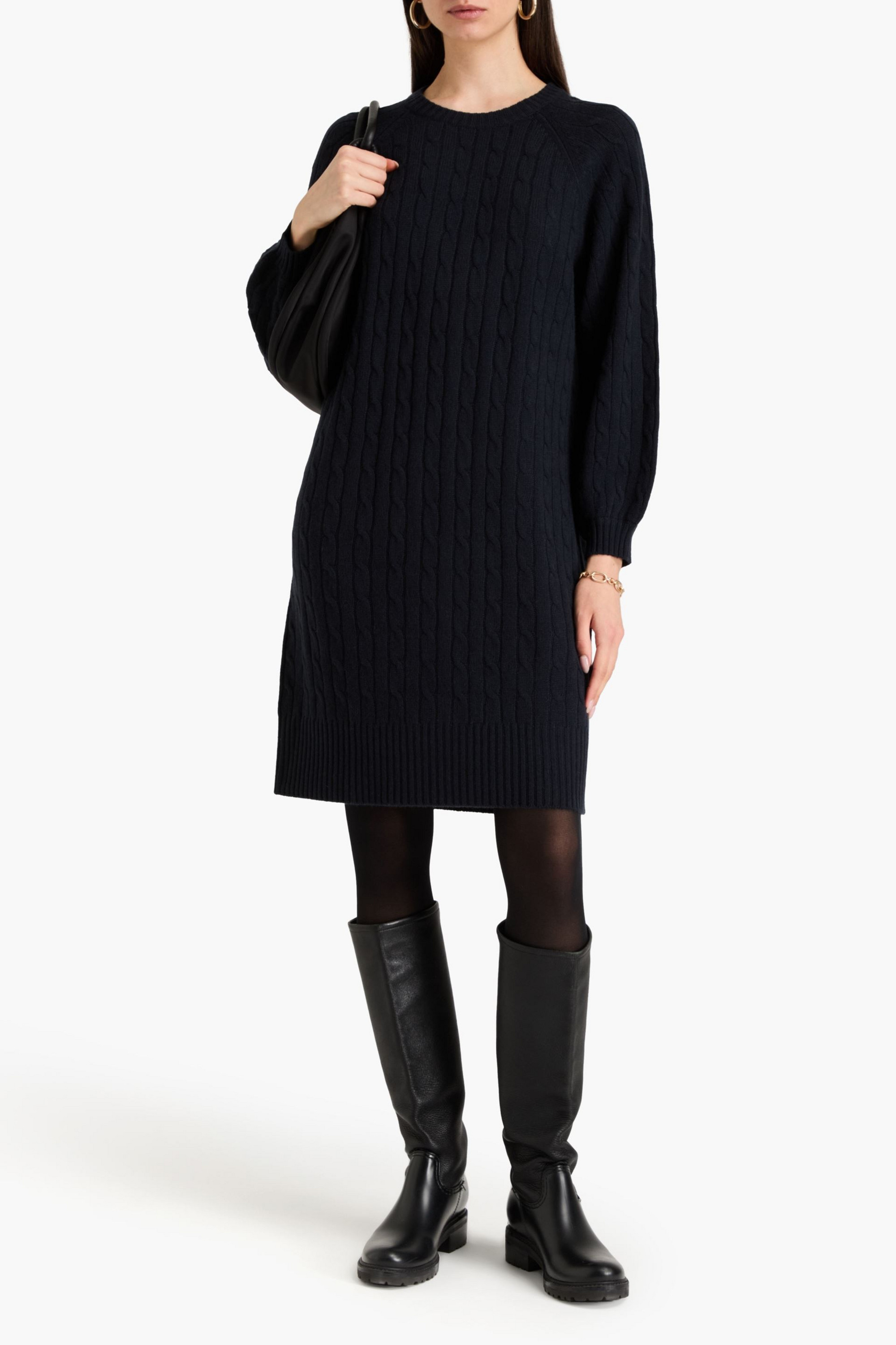 N.PEAL Cable-knit cashmere mini dress