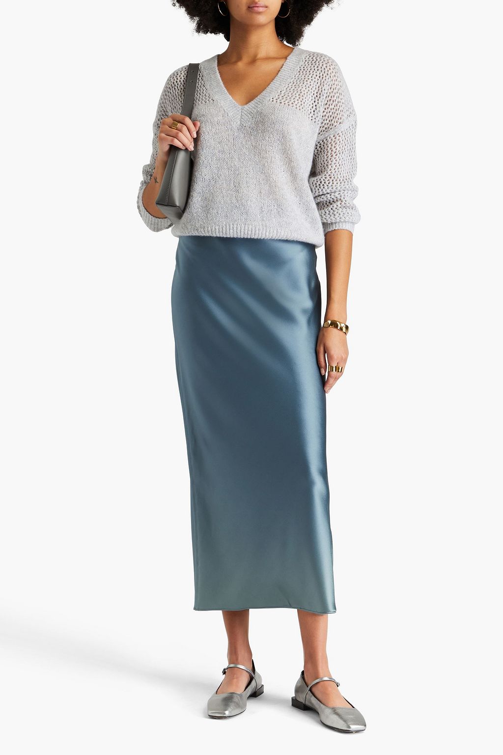 AUTUMN CASHMERE كنزة رياضية من مزيج الكشمير بلون معدني