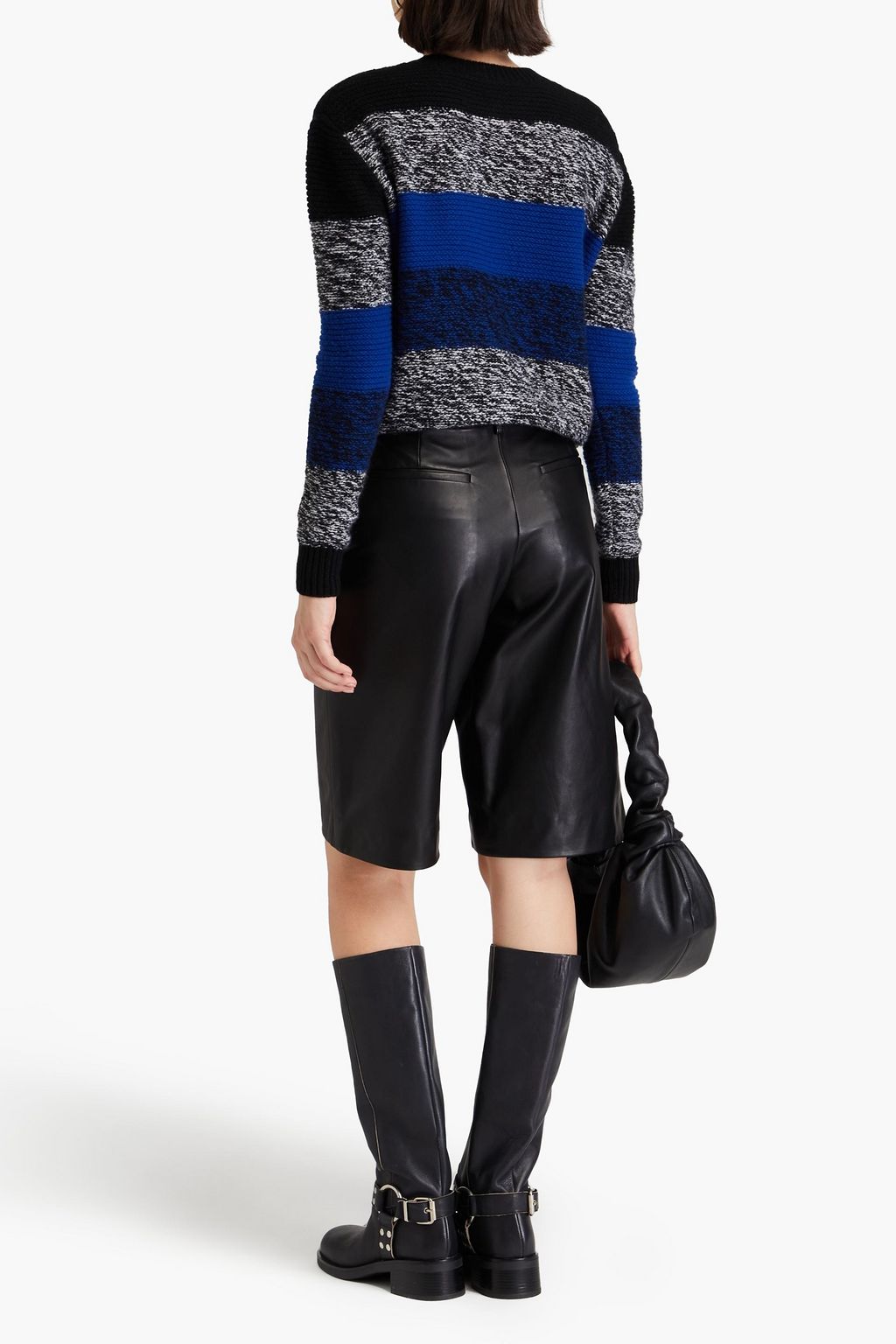 AUTUMN CASHMERE كنزة رياضية من الكشمير بتصميم مخطط ومغزولة بلونين
