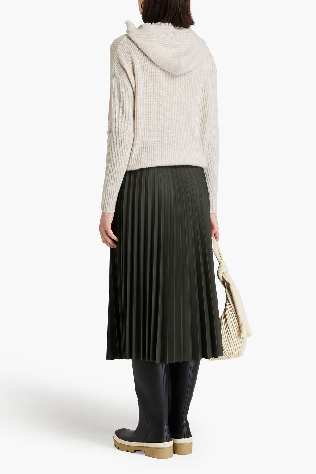 AUTUMN CASHMERE كنزة هودي من الكشمير بحواف منسّلة