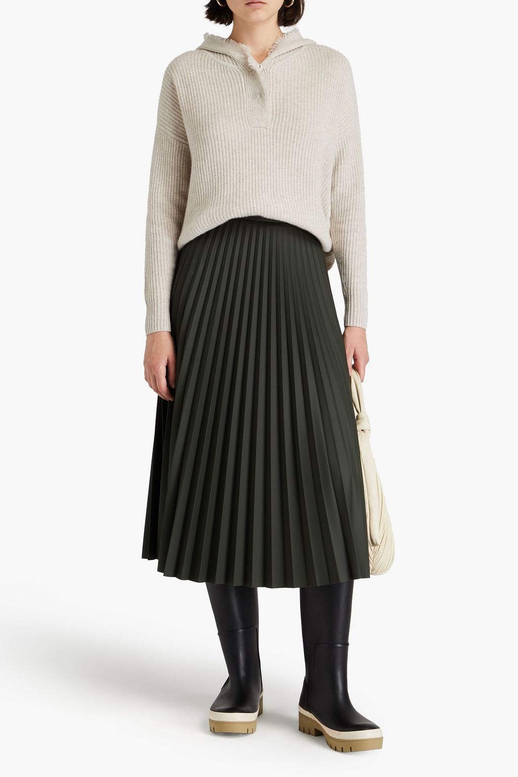 AUTUMN CASHMERE كنزة هودي من الكشمير بحواف منسّلة