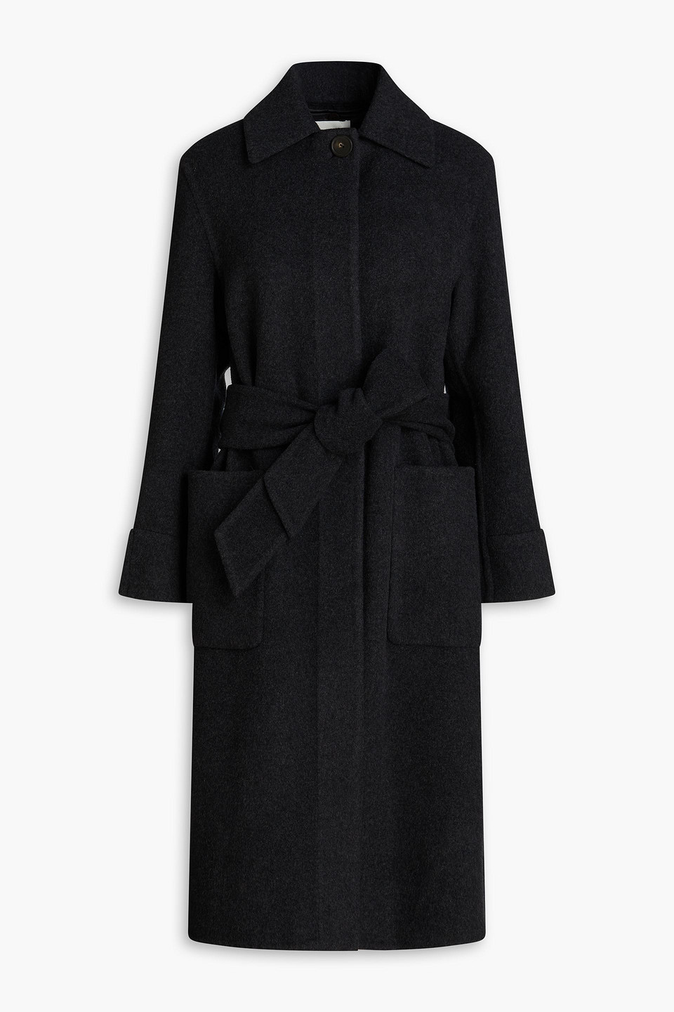 Vince Brushed Wool-blend Felt Coat In Charcoal