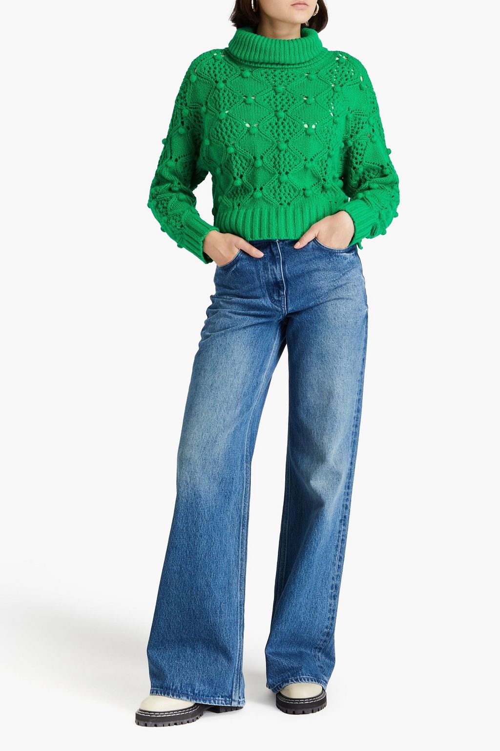 AUTUMN CASHMERE كنزة رياضية من الكشمير بحبكة بوانتيل مزركشة