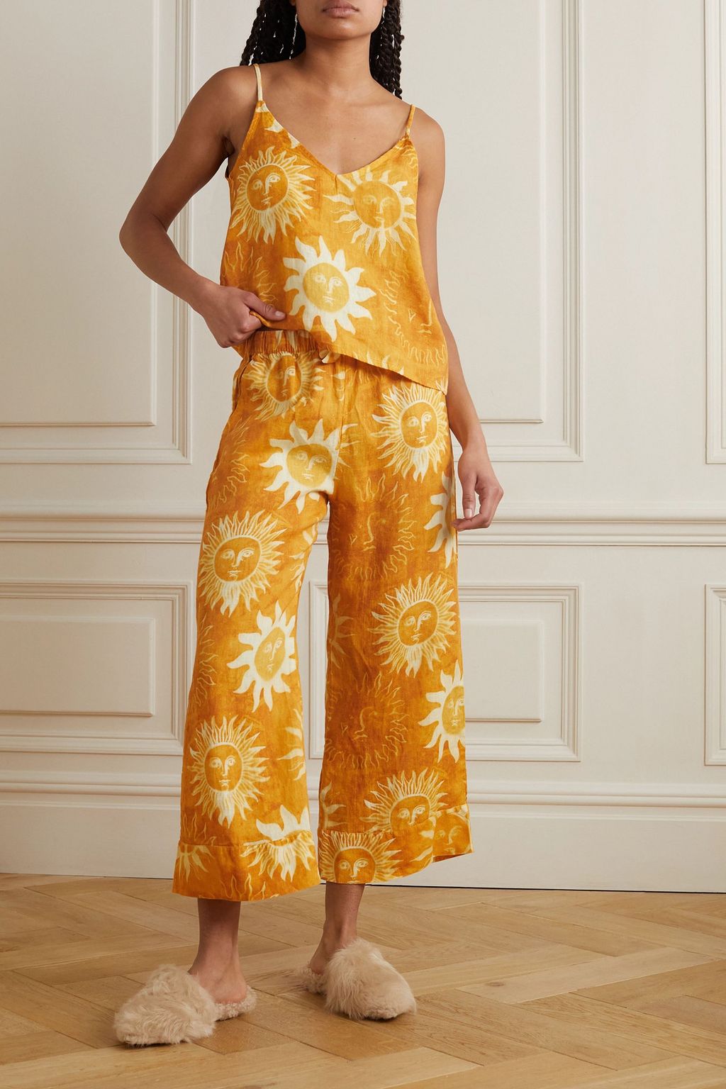 DESMOND & DEMPSEY Sol printed linen pajama set