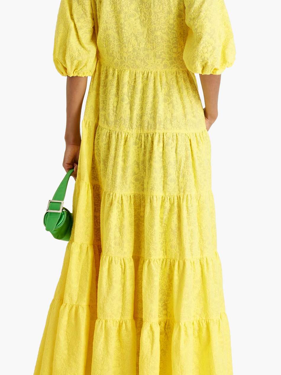 dalia tiered embroidered cotton-voile maxi dress
