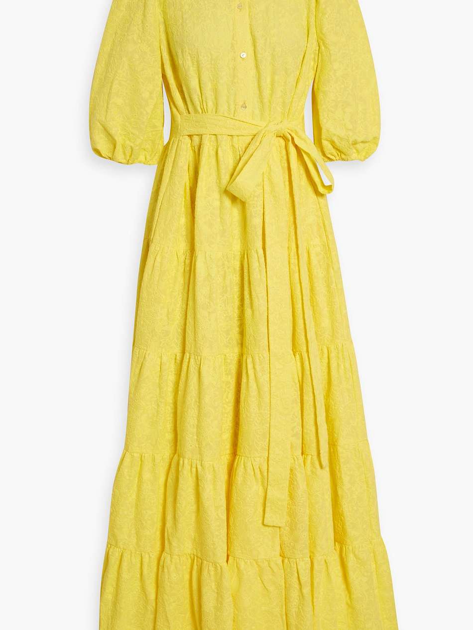dalia tiered embroidered cotton-voile maxi dress
