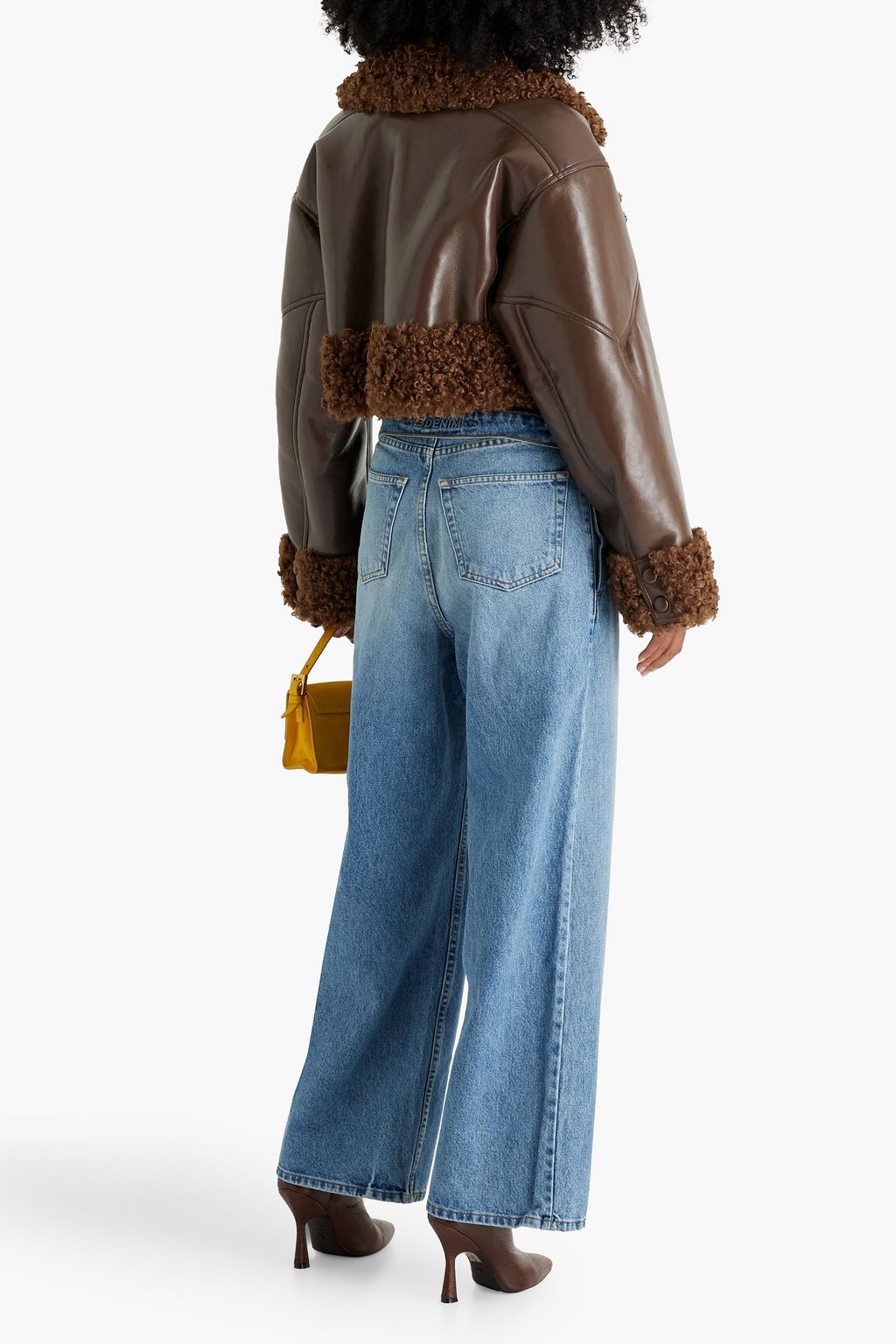 STAND STUDIO Fleur cropped faux shearling jacket