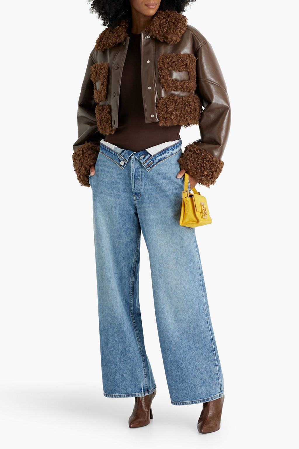 STAND STUDIO Fleur cropped faux shearling jacket